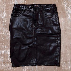 Jen7 by 7 For All Mankind Black Coated Pencil Skirt